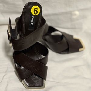 DKNY leather open-toe heels